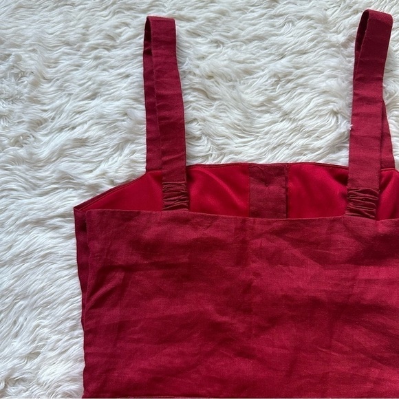 Staud Jumpsuit Sleeveless Cropped 100% Ramie Red 0 - Picture 7 of 13